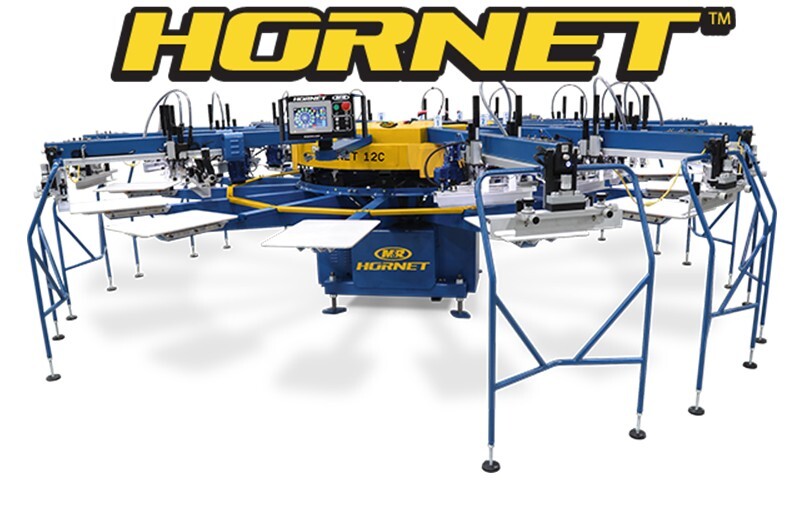 M&R HORNET 16/18 PRINT AREA 14 STATION 12 COLOR  AUTOMATIC TEXTILE PRESS